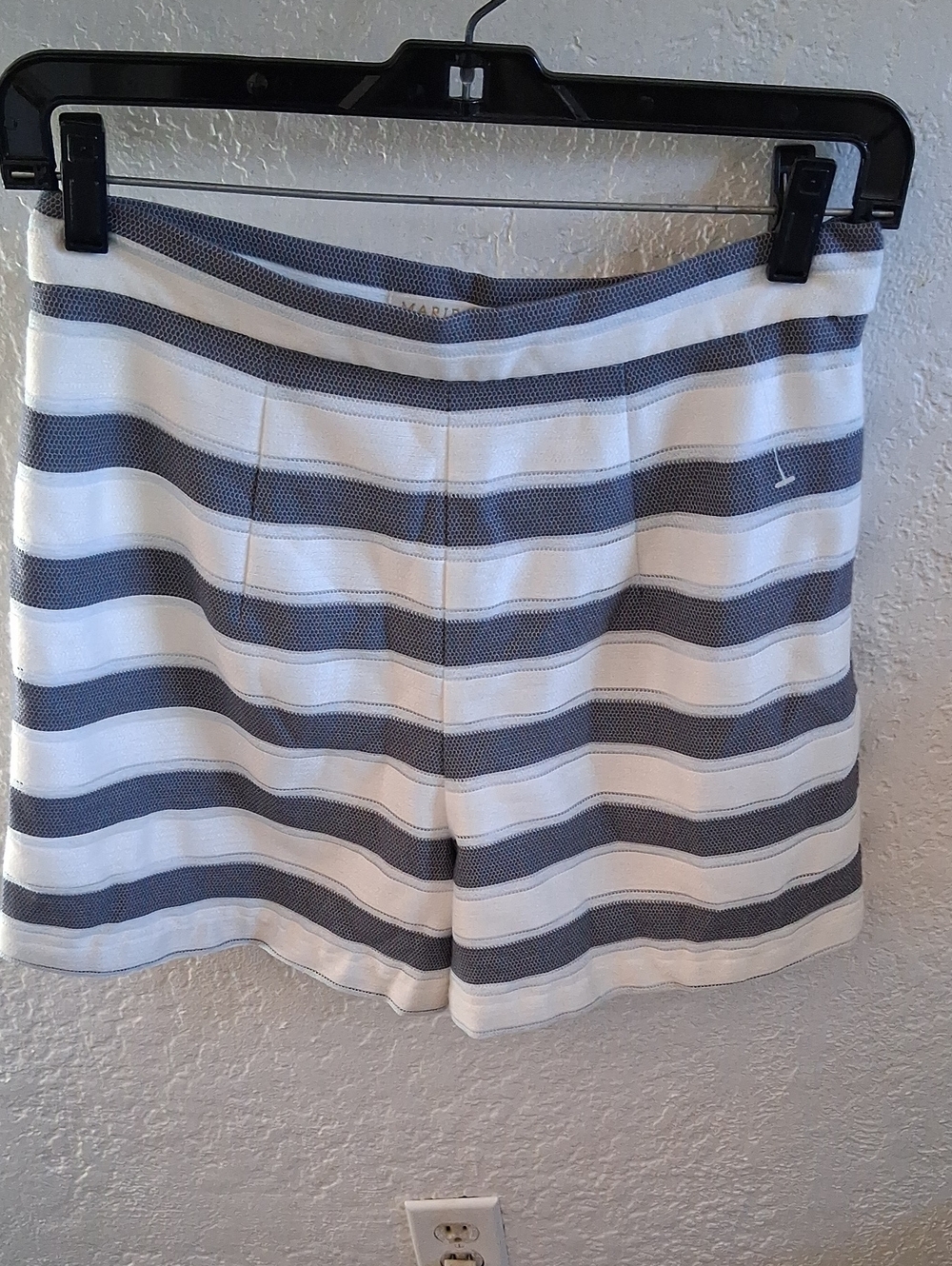 Marie Oliver Navy and White Striped Knit Bermuda Shorts